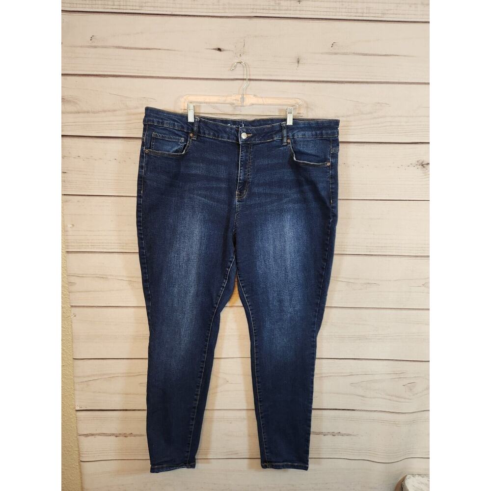 Simply Emma Women's Blue Dark‎ Wash Skinny Denim Jeans Size 24W